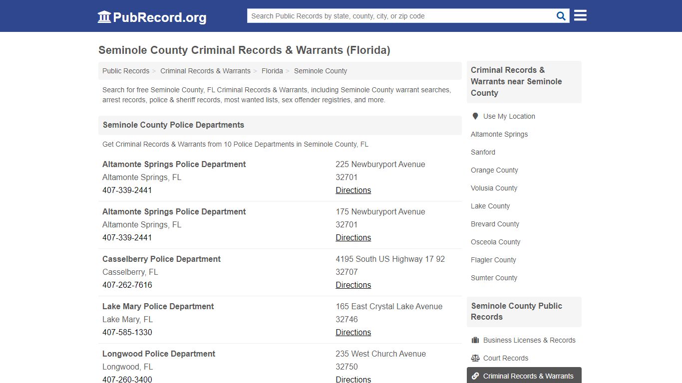 Free Seminole County Criminal Records & Warrants (Florida ...