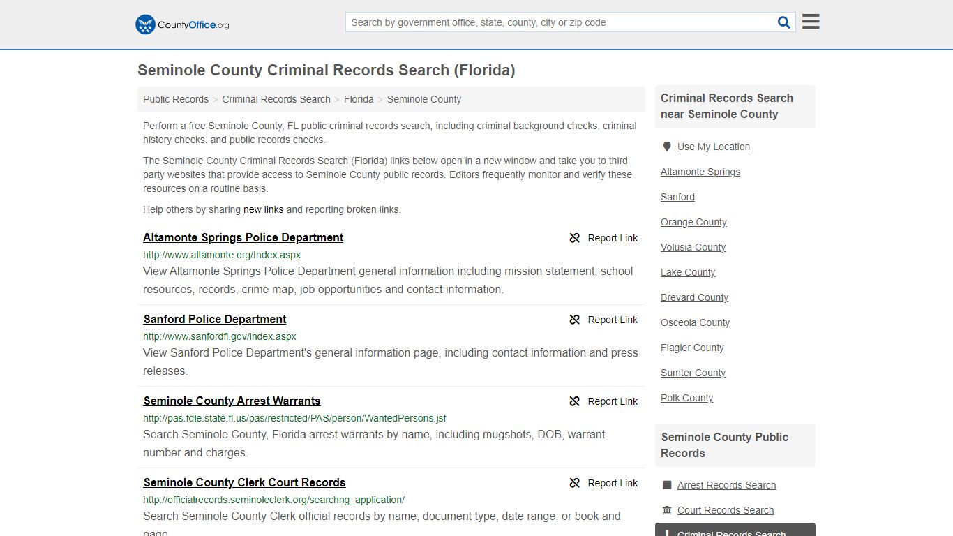 Criminal Records Search - Seminole County, FL (Arrests ...